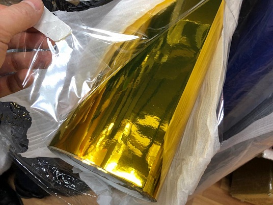 Печать на золотой пленке. Хром пленка.