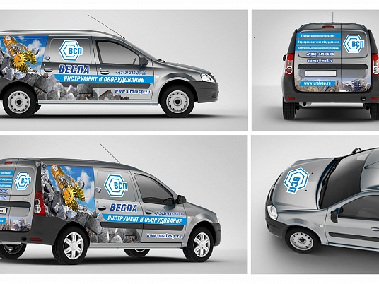 Брендирование автомобиля компании "Веспа"